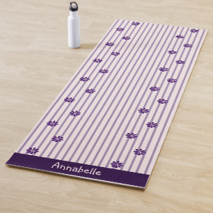 Stylish Name Indigo Flowers, Blush, Violet Striped Yoga Mat