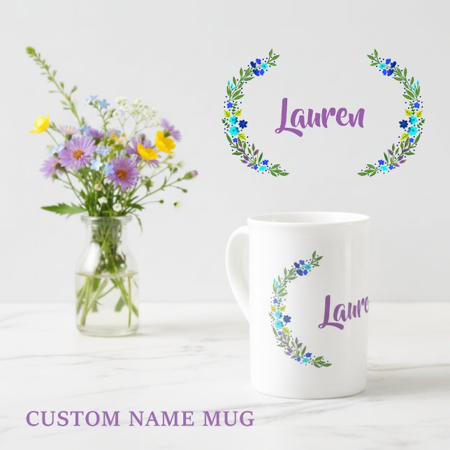 Stylish Name Lauren Mug - Chic Gift Idea for Her (Custom name mug with floral details!)