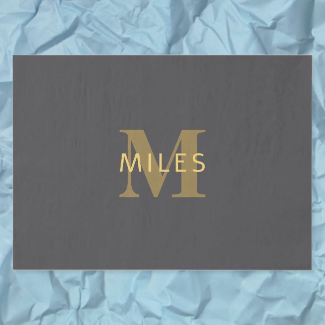 Stylish Name & Monogram | Gold & Dark Grey Tissue Paper (Creator Uploaded)