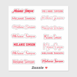 Stylish Name  red Sticker