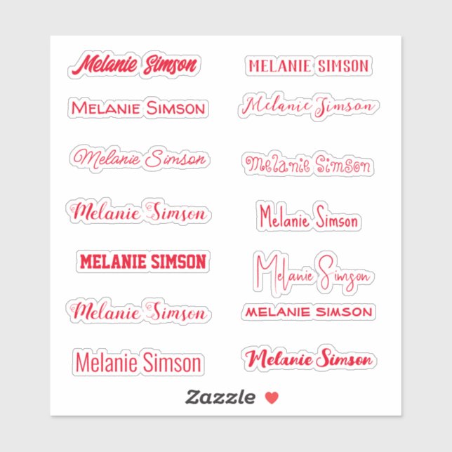 Stylish Name  red Sticker (Sheet)