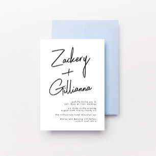 Stylish NAMES Modern Black & White Wedding Invit Invitation