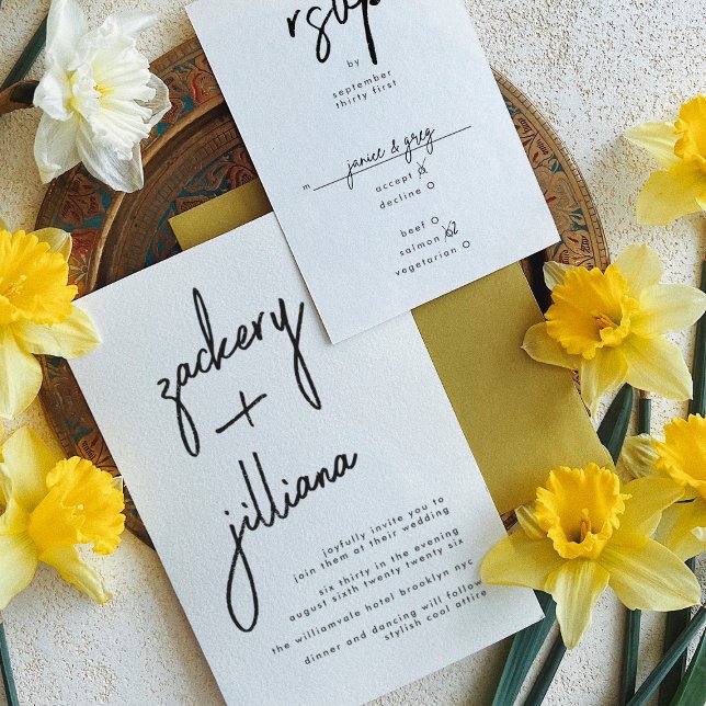 Stylish NAMES Modern Black & White Wedding Invitation (Invitation showcasing suite - additional items (bought separately))