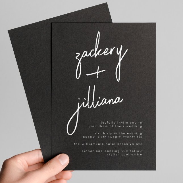 Stylish NAMES | Modern Details on Back Wedding Invitation (Creator Uploaded)