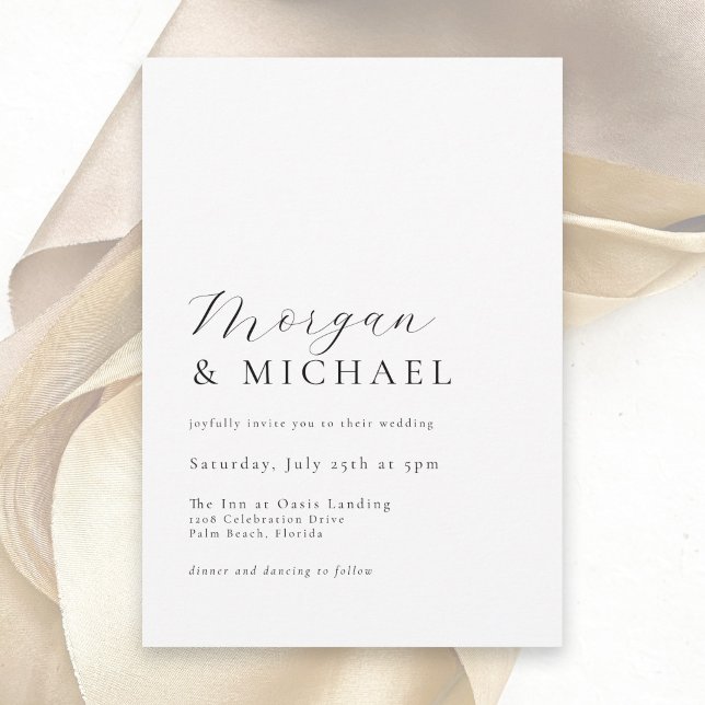 Stylish Names Simple Minimal Classic Wedding Invitation (Creator Uploaded)