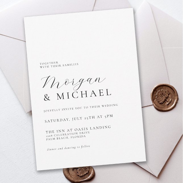 Stylish Names Simple Minimal Classic Wedding Invitation (Creator Uploaded)