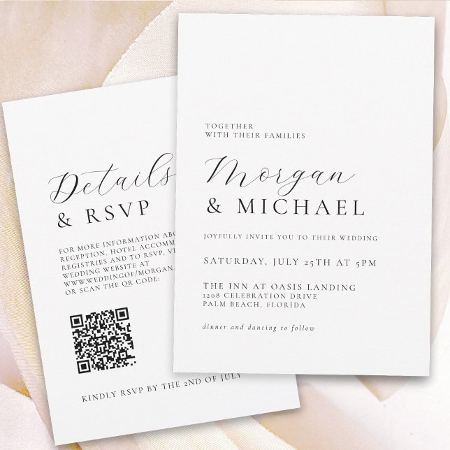 Stylish Names Simple Minimal Classic Wedding Invitation (Creator Uploaded)