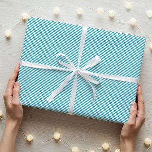 Stylish Narrow Diagonal Striped Blue Green Wrapping Paper