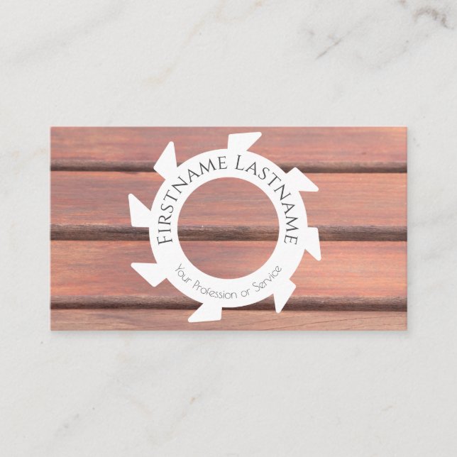 Stylish natural wood white saw shapes carpentry business card (Front)