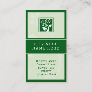 Stylish Nature Swirl Tree Leaf Green Symbol Business Card