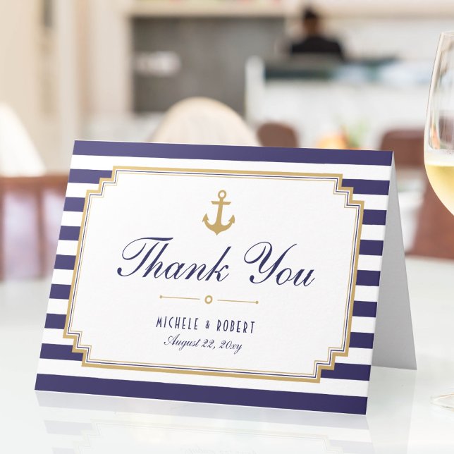 Stylish Nautical Striped Thank You Note Card (Creator Uploaded)