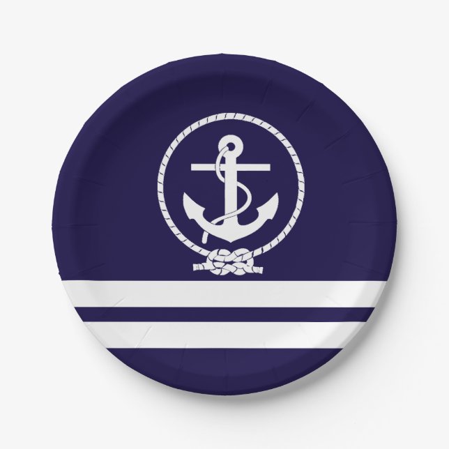 Stylish Nautical Theme Paper Plate (Front)