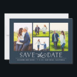 Stylish Navy 4 Photo Save the Date<br><div class="desc">Spread the love and news of your date with this stylish design showcasing your favourite photos!</div>