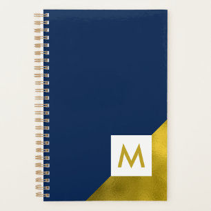 Stylish Navy and Gold Monogrammed Planner