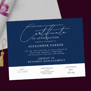 Stylish Navy Blue Business Appreciation Award Poster