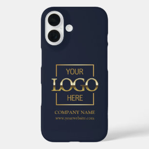Stylish Navy Blue Business Company Logo Apple iPhone 16 Case
