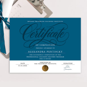Stylish Navy Blue Certificate Recognition Award Poster
