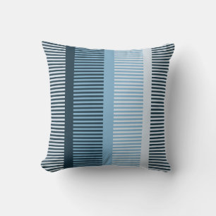 Stylish Navy Blue Grey Stripes Cushion