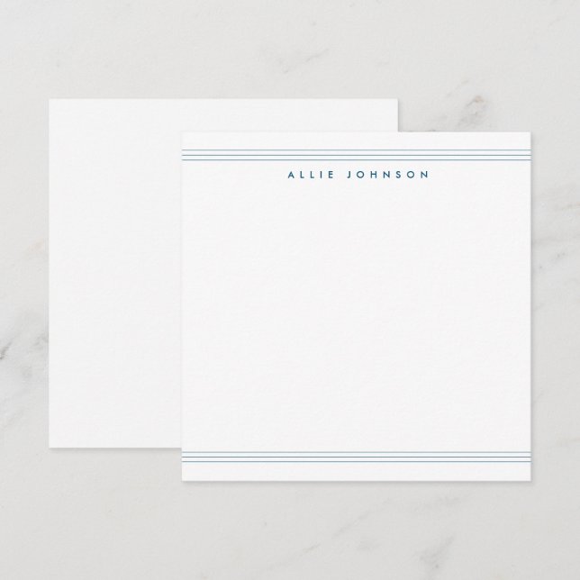 Stylish Navy Blue Triple Line Two Border Name  Card (Front/Back)