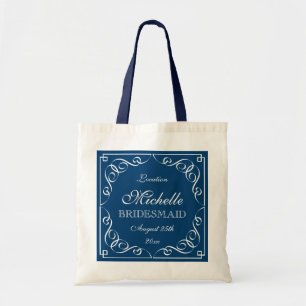 Stylish navy blue wedding tote bags for bridesmaid