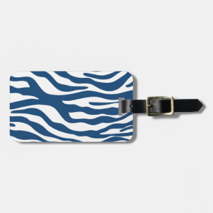 Stylish Navy Blue Zebra Print Pattern Luggage Tag