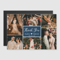 Stylish Navy Photo Collage Wedding Thank You