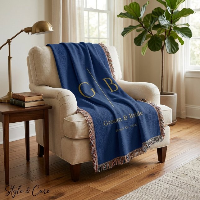 Stylish Navy Throw Blanket for Wedding Favours (Stylish Navy Throw Blanket for Wedding Favors)