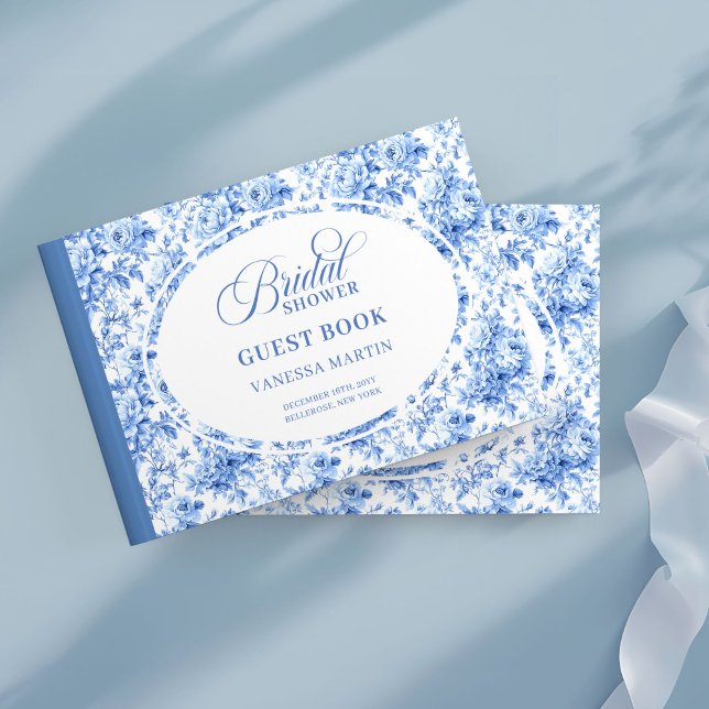 Stylish Navy Toile Roses Bridal Shower Guest Book (Stylish Navy Toile Roses Bridal Shower Guest Book

)