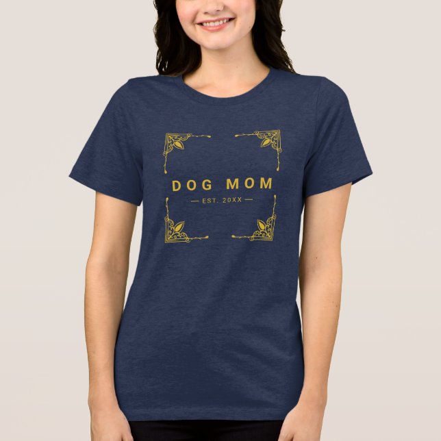 Stylish Navy Tri-Blend Tee for Proud Dog Moms (Front)