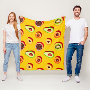 Stylish Neon Fruits Pattern Fleece Blanket