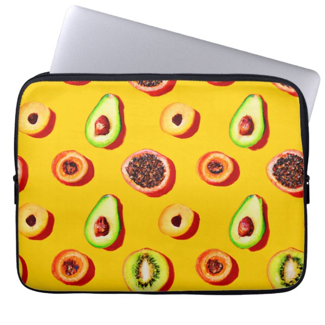 Stylish Neon Fruits Pattern Laptop Sleeve (Front)