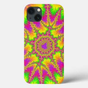 Stylish Neon Rainbow Fractal iPhone 13 Case