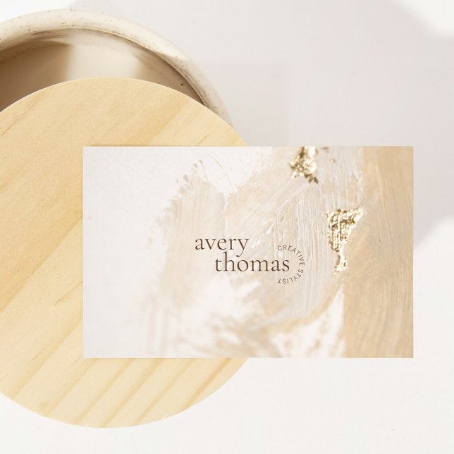 Stylish Neutral Beige Minimalist  Business Card (Creator Uploaded)
