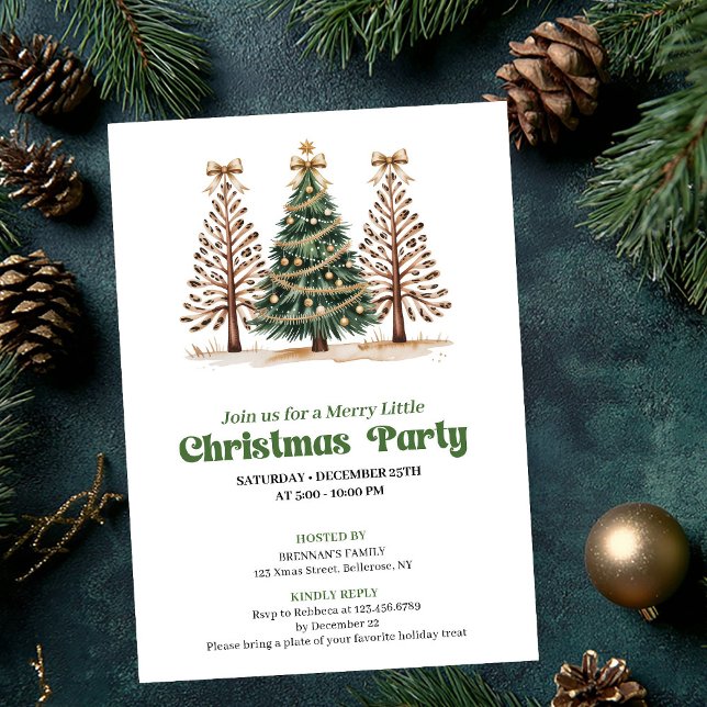 Stylish neutral leopard Christmas tree invitation (Stylish neutral leopard Christmas tree invitation)