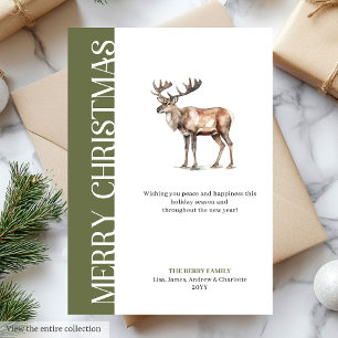 Stylish Neutral Tones Christmas Deer Greeting Card
