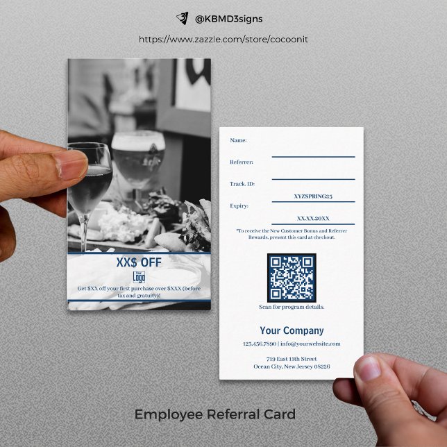 Stylish New Customer Discount Employee Reward Referral Card (Stylish New Customer Discount Employee Reward Referral Card, Restaurant)