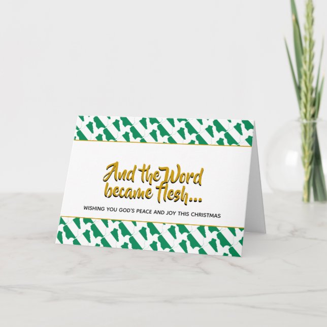Stylish NIGERIA Word Became Flesh CHRISTMAS Holiday Card (Front)