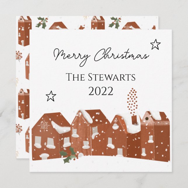 Stylish Nordic Style Christmas Card Personalised (Front/Back)