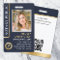 Stylish Notary Public Photo QR Code ID Blue Gold