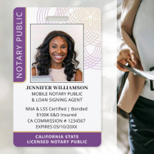 Stylish Notary Public Photo QR Code ID Purple 