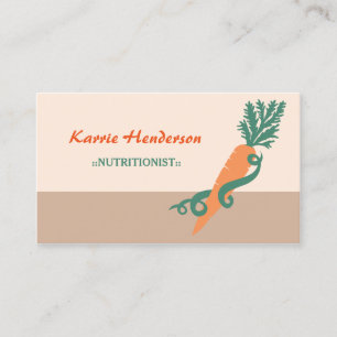 Stylish Nutritionist Girly Swirls and Carrot Business Card