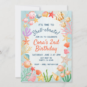 Stylish Ocean Shell-ebrate Themed Colourful Party Invitation