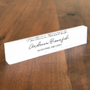 Stylish Office Black And White Company Job Title Nameplate