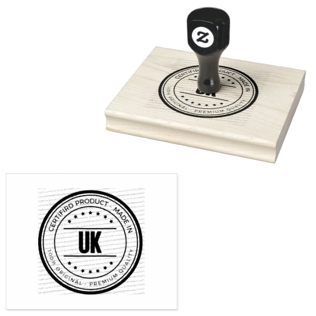 Stylish Office UK Logo Text Wooden Handle Black  Rubber Stamp (Stamped)