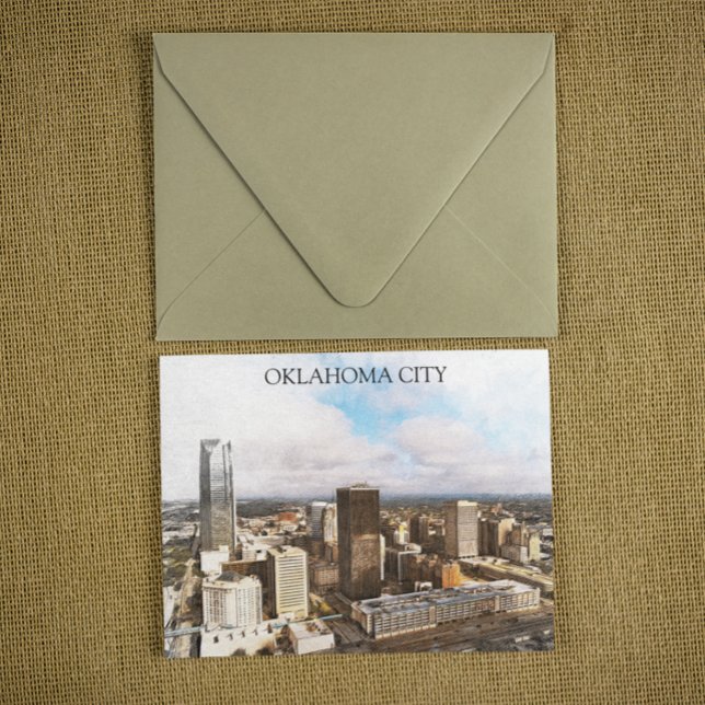 Stylish Oklahoma City Cityscape Panorama View Postcard (oklahoma city panorama view postcard)