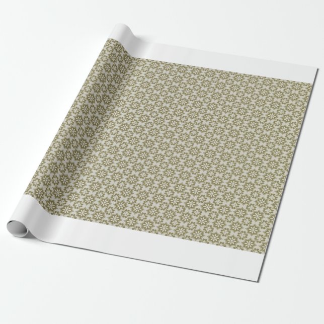 Stylish olive green Fleur de Lis repeating pattern Wrapping Paper (Unrolled)
