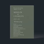 Stylish Olive Green Modern Wedding Program<br><div class="desc">Modern wedding program featuring a simple yet elegant design.</div>
