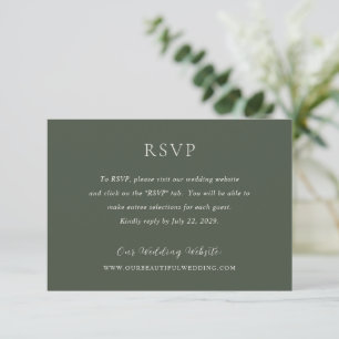 Stylish Olive Green Modern Wedding RSVP Card