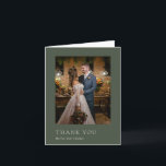 Stylish Olive Green Photo Modern Wedding Thank You Card<br><div class="desc">Modern wedding thank you card featuring a simple yet elegant design.</div>