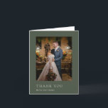 Stylish Olive Green Photo Modern Wedding Thank You Card<br><div class="desc">Modern wedding thank you card featuring a simple yet elegant design.</div>